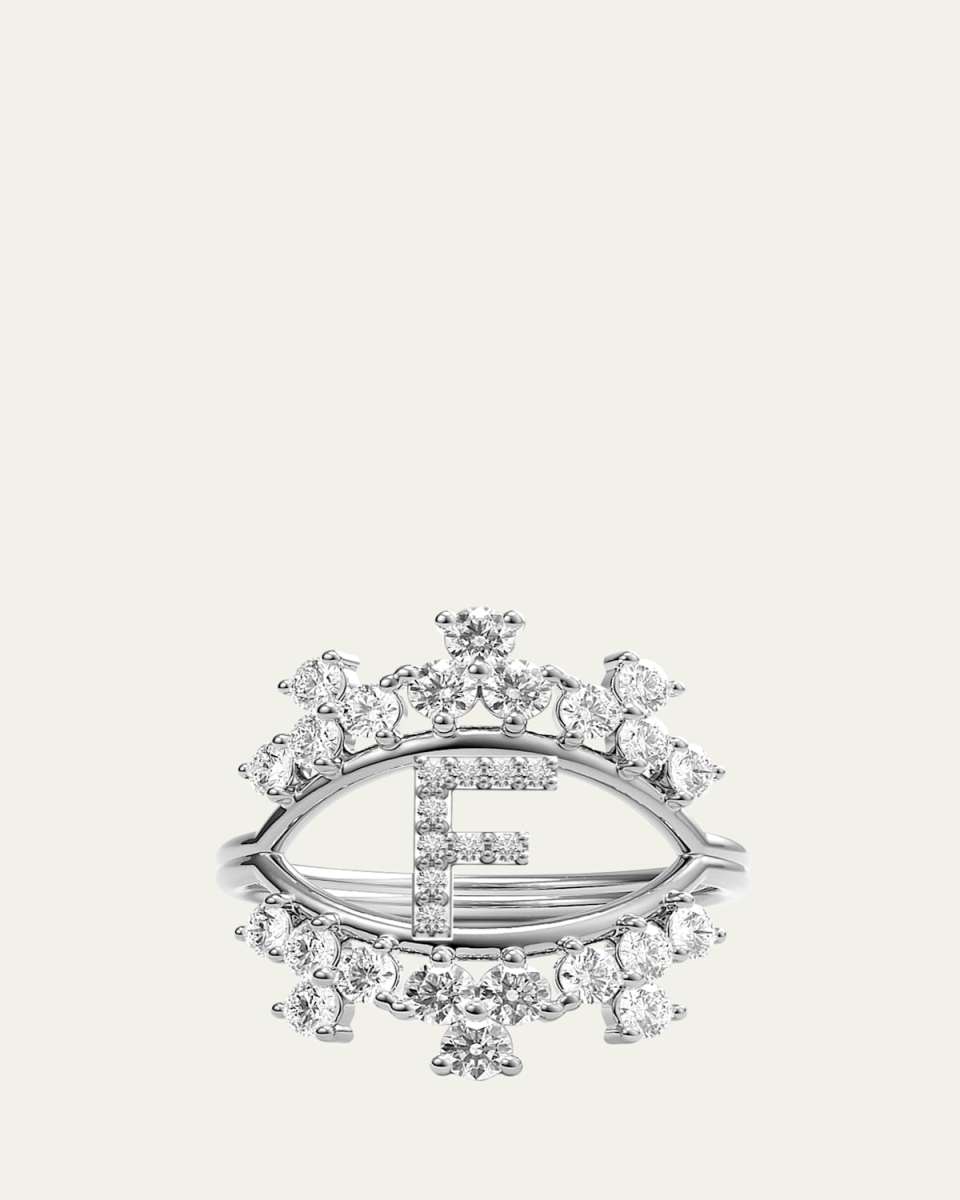 Sara 18K White Gold Diamond Ring, Letter